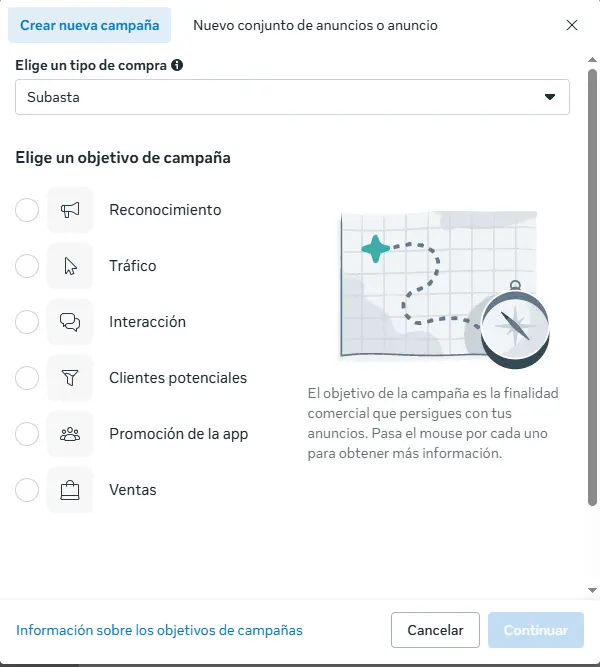 Crear campaña en Facebook
